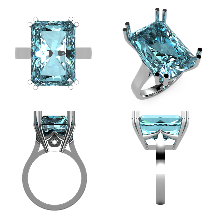 Aquamarine and Diamond Platinum Ring. 
CAD Design from pencil sketches to remodel our Customer’s Aquamarine pendant.
Golden Snowdrop Jewellers Shaftesbury Dorset. Near Sturminster Newton. 
