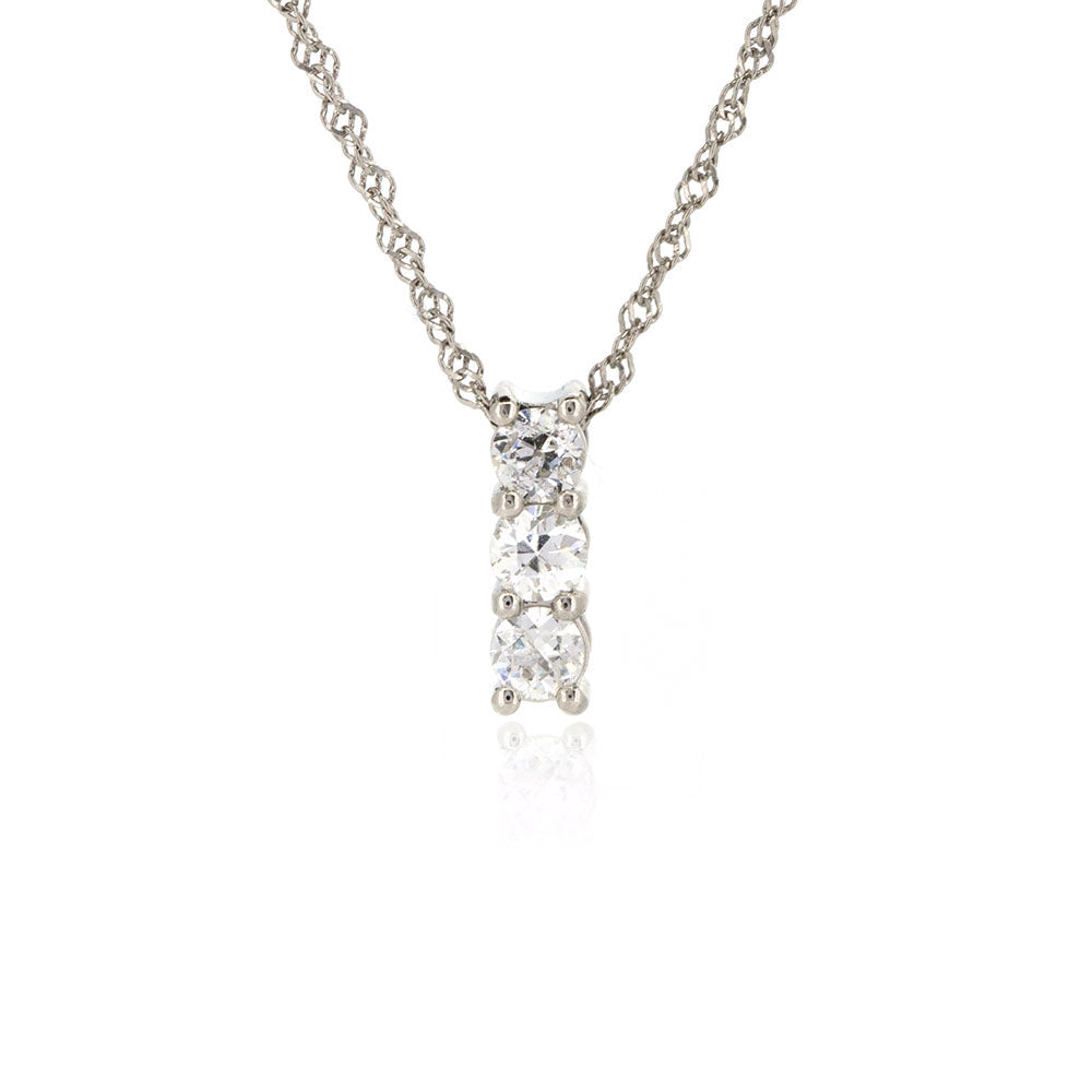 Diamond Three Stone Pendant Platinum Golden Snowdrop Remodelled Jewellery Shaftesbury Dorset