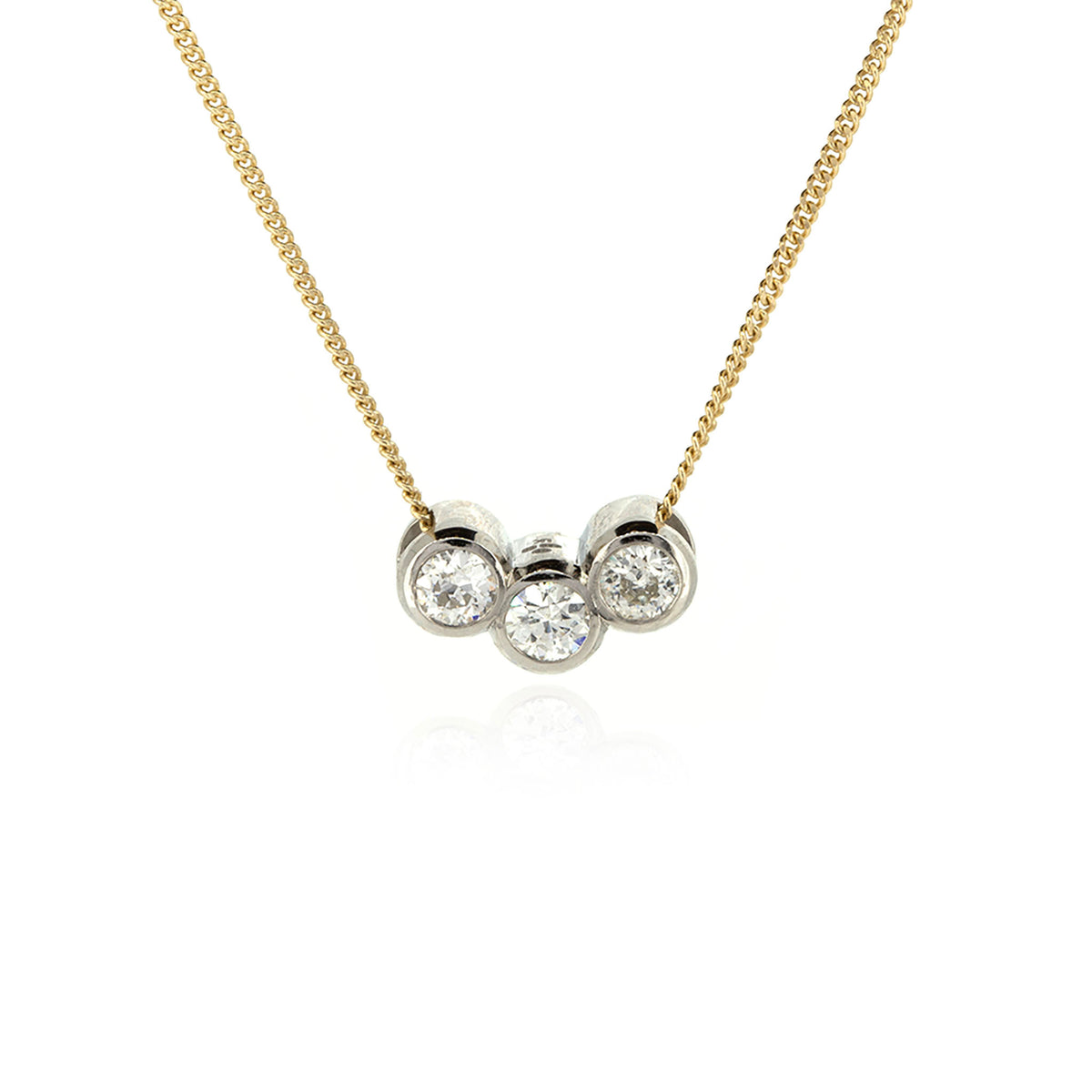 Platinum and yellow gold diamond trilogy pendant remodelled jewellery golden snowdrop shaftesbury dorset