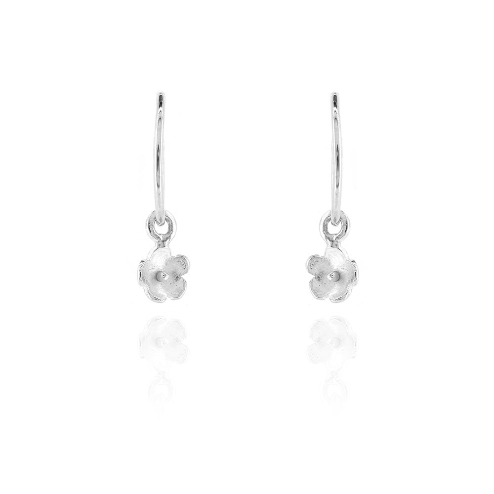 Daisy Hoop Stud Earrings - Sterling Silver Hoop Earrings