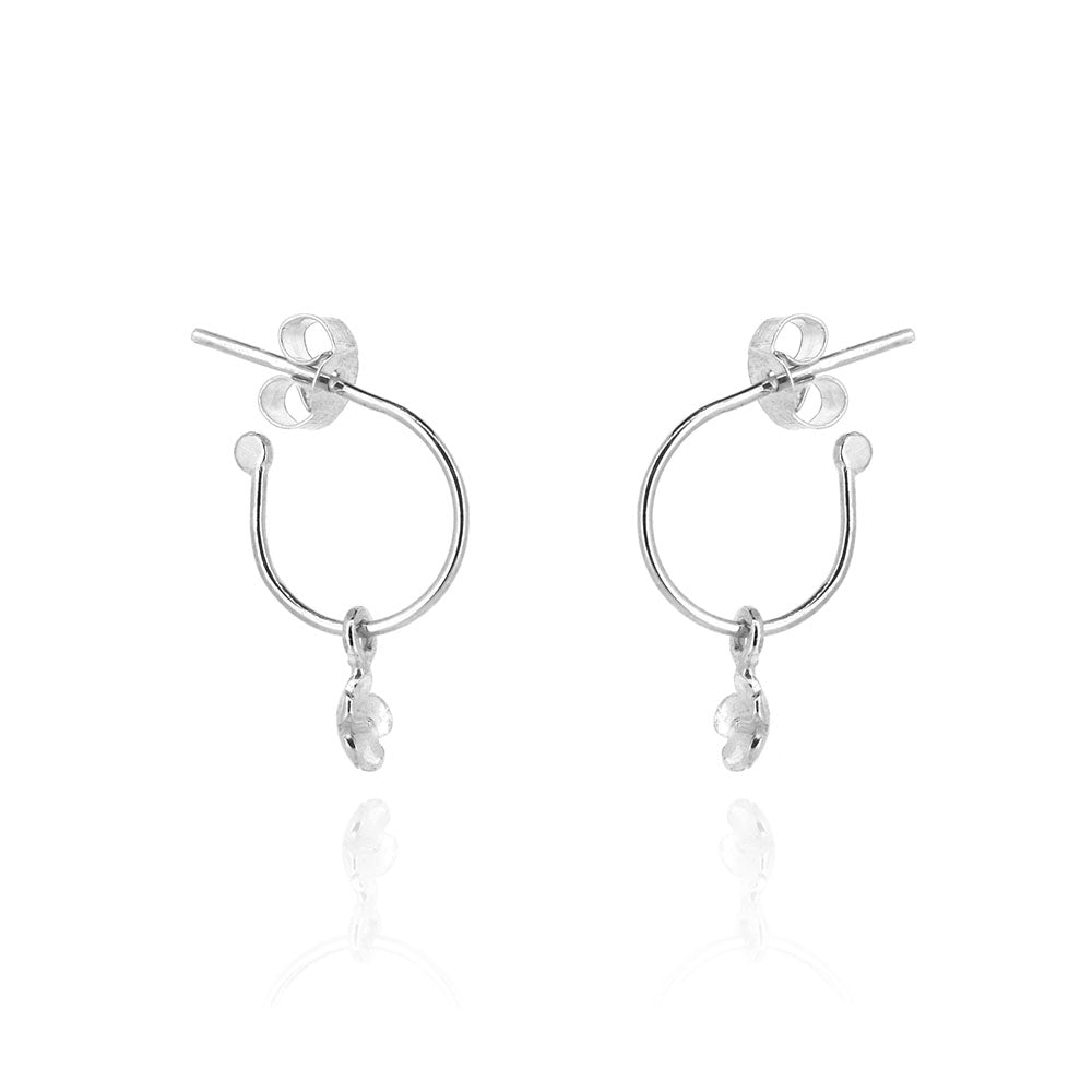 Daisy Hoop Stud Earrings - Sterling Silver Hoop Earrings