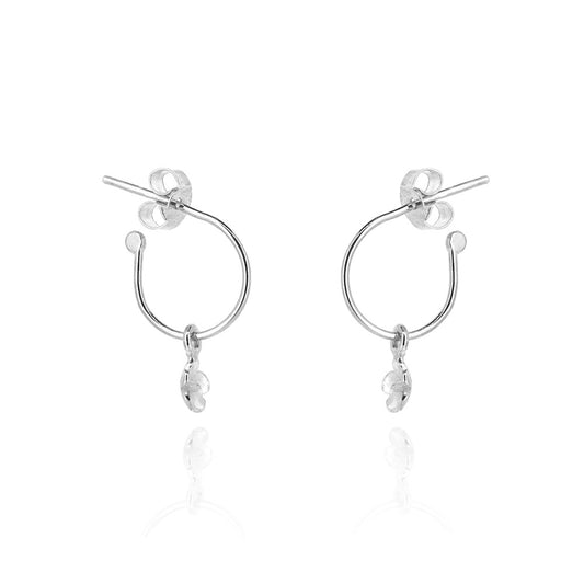 Daisy Hoop Stud Earrings - Sterling Silver Hoop Earrings