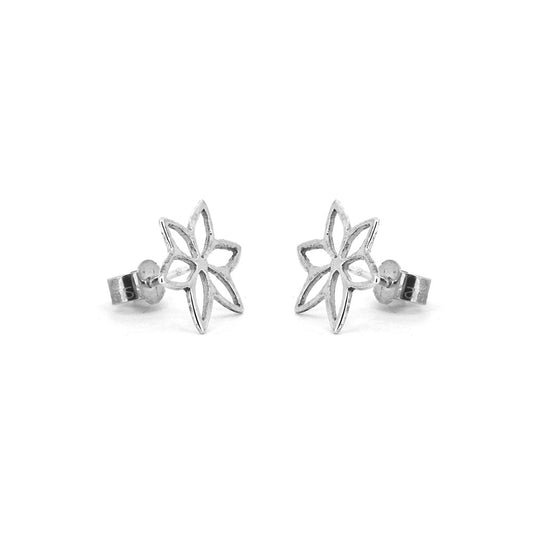 Fretwork Flower Stud Earrings - Sterling Silver Stud Earrings