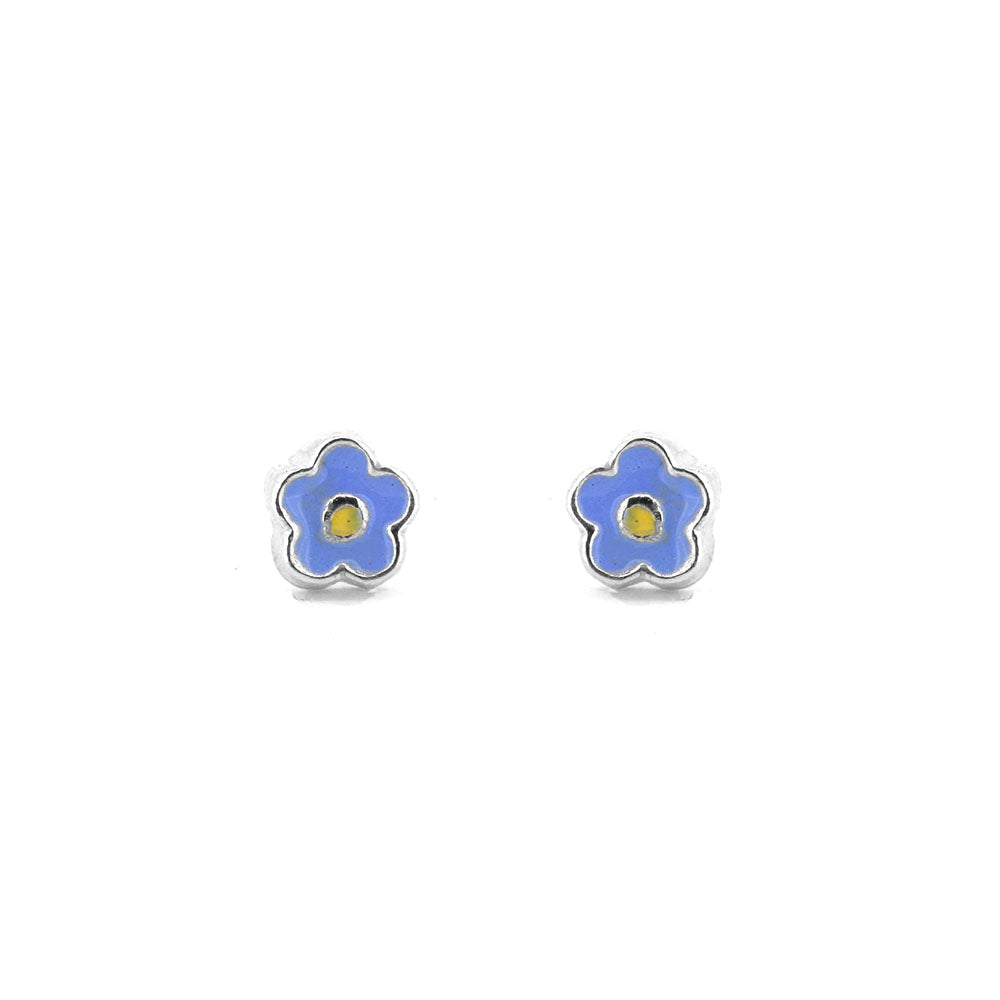 Blue Forget-Me-Not Stud Earrings - Sterling Silver Stud Earrings