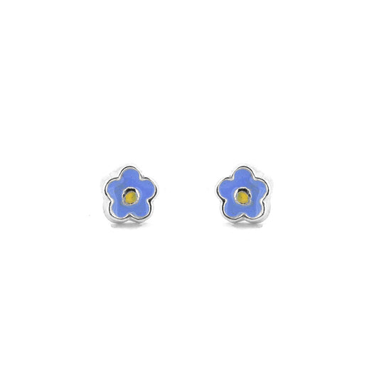 Blue Forget-Me-Not Stud Earrings - Sterling Silver Stud Earrings