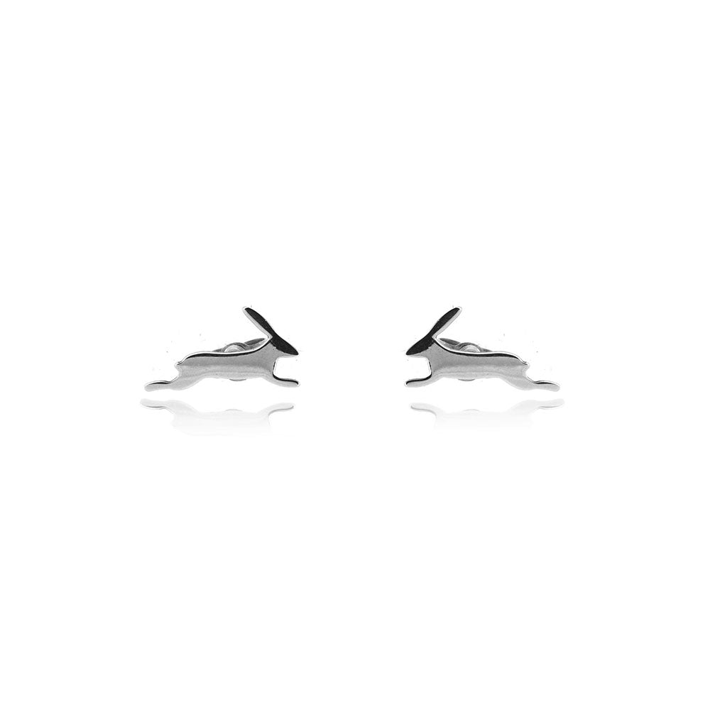 Hare Stud Earrings - Sterling Silver Stud Earrings