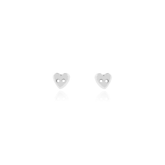 Heart Small Button Stud Earrings - Sterling Silver Stud Earrings