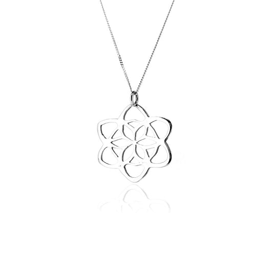 Fretwork Flower Necklace - Sterling Silver Necklace