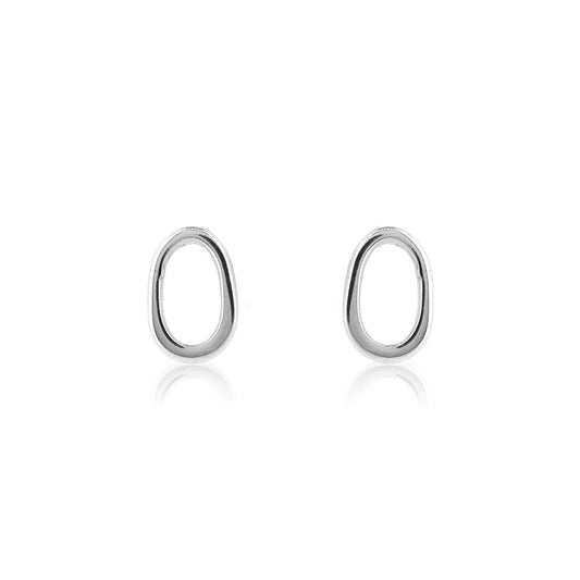Oval Stud Earrings - Sterling Silver Stud Earrings