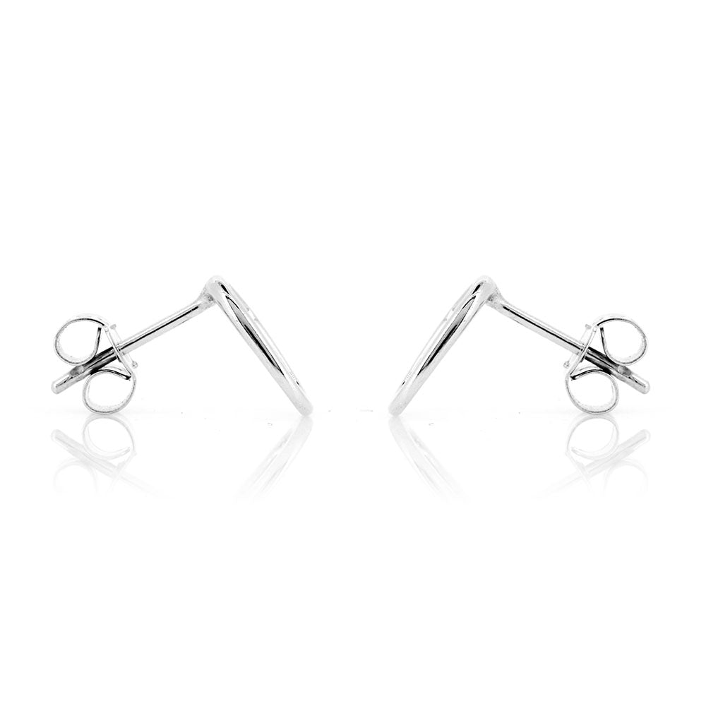 Oval Stud Earrings - Sterling Silver Stud Earrings