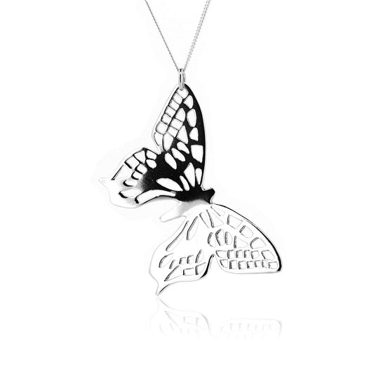 Butterfly Fretwork Large Necklace - Sterling Silver Necklace