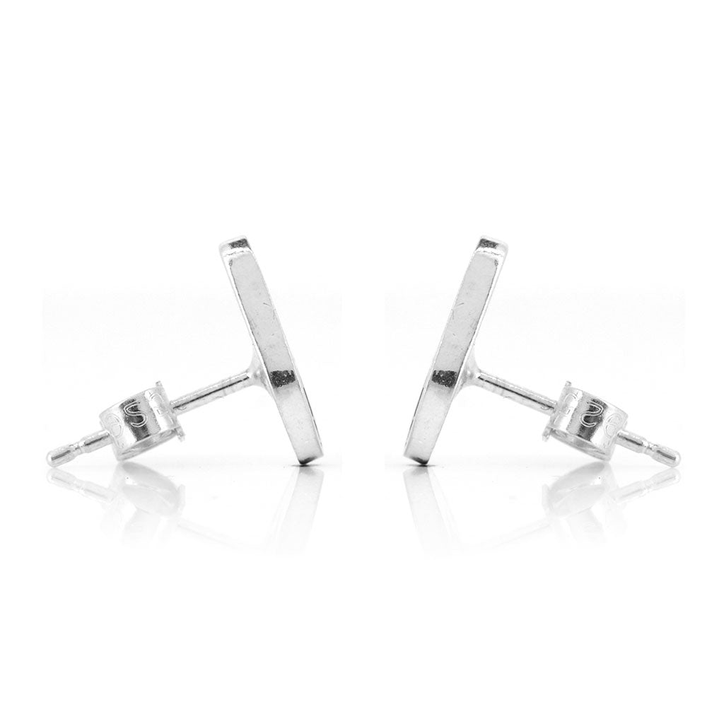 Solid Duck Egg Leaf Stud Earrings - Sterling Silver