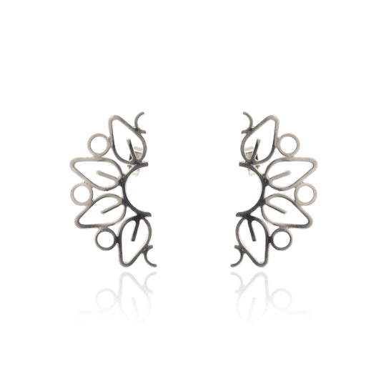 Mandala Back Stud Earrings - Sterling Silver Stud Earrings