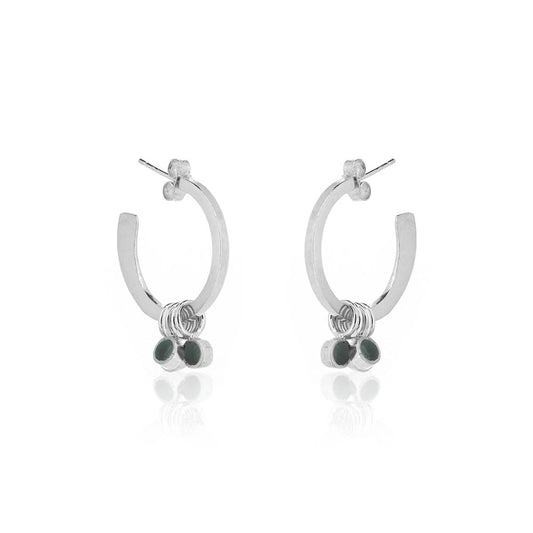 Festival Duck Egg Dots Chunky Hoop Earrings - Sterling Silver Hoop Earrings