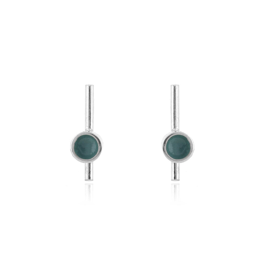 Tiny Stem And Dot Duck Egg Stud Earrings - Sterling Silver