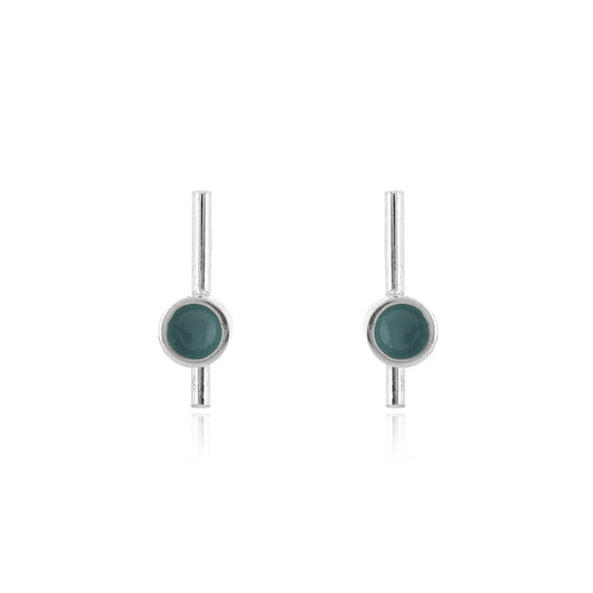 Tiny Stem And Dot Duck Egg Stud Earrings - Sterling Silver
