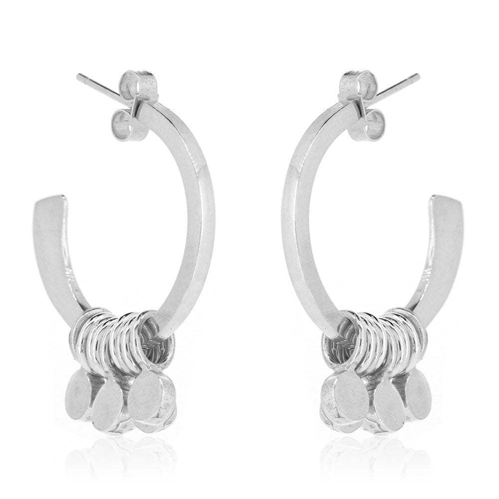 Festival Hoops Solid Disc Stud Earrings - Sterling Silver Hoop Earrings