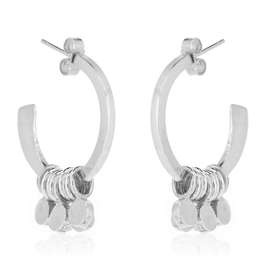 Festival Hoops Solid Disc Stud Earrings - Sterling Silver Hoop Earrings
