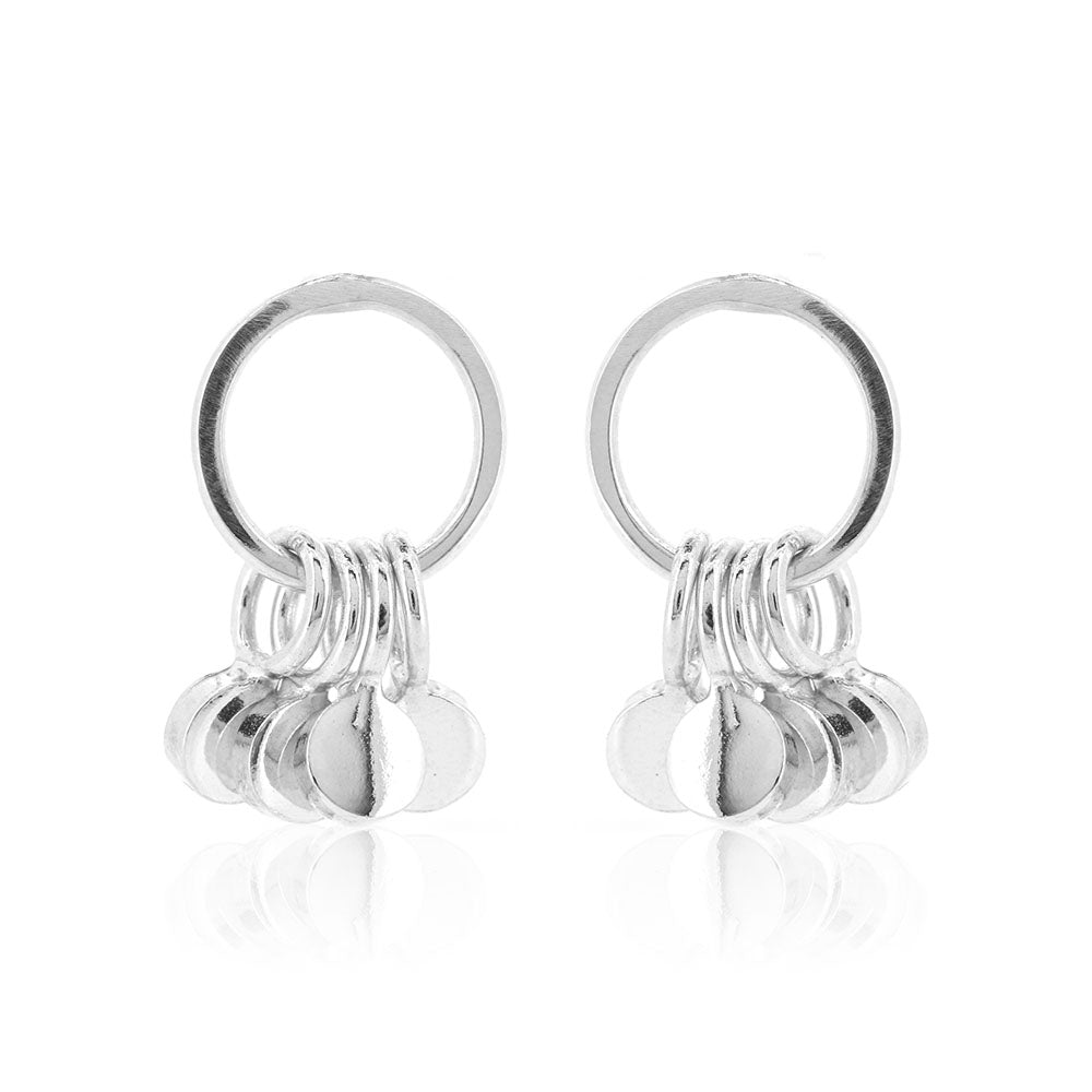 Festival Circle Solid Disc Stud Earrings - Sterling Silver Stud Earrings