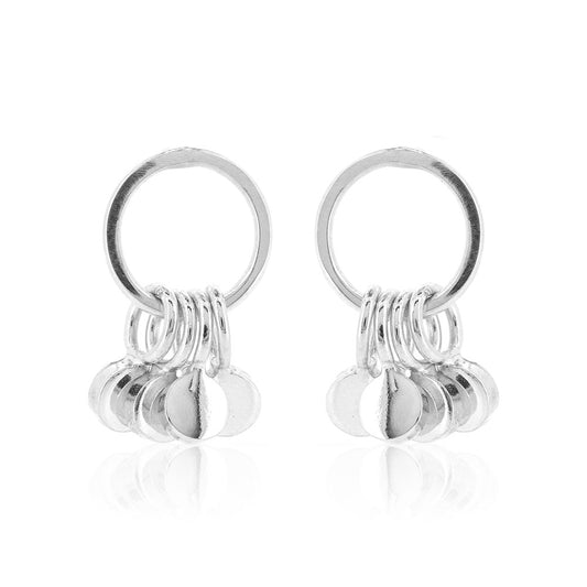 Festival Circle Solid Disc Stud Earrings - Sterling Silver Stud Earrings