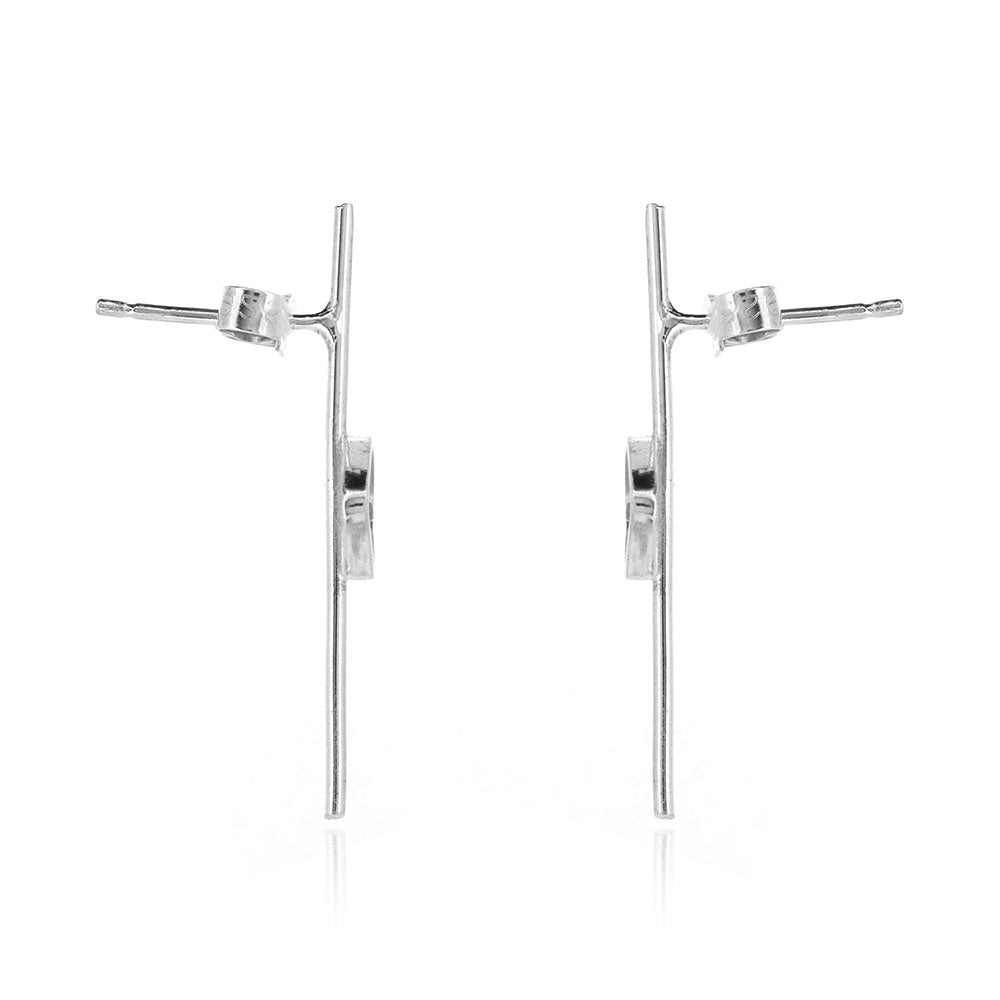 Long Stem Duck Egg Stud Earrings - Sterling Silver Stud Earrings