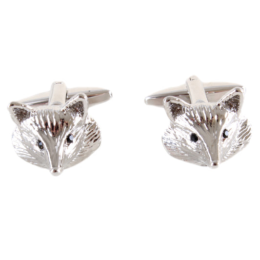 Cufflinks - Fox Head with Black Crystal Eyes Cufflinks