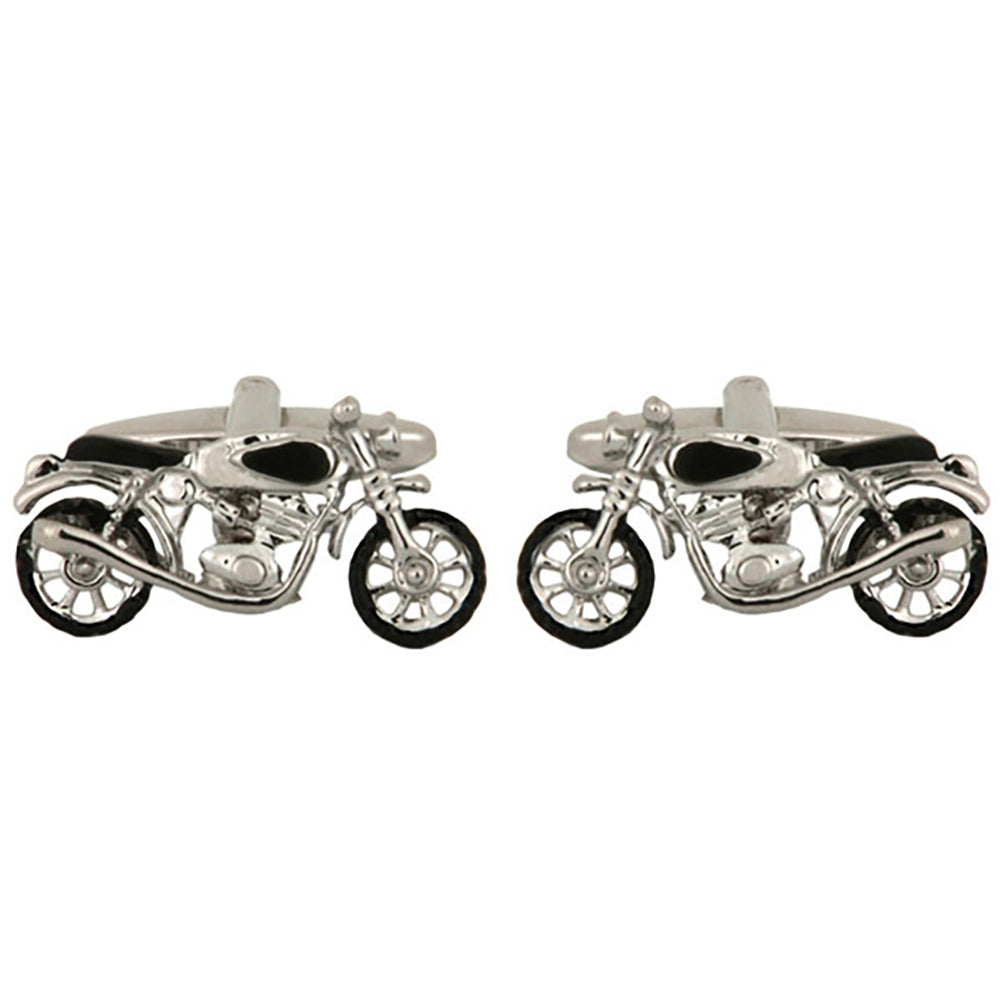 Cufflinks - Motor Bike Rhodium Plated Cufflinks