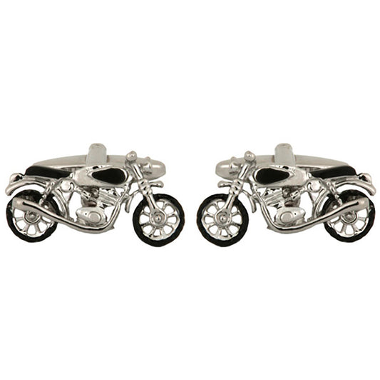 Cufflinks - Motor Bike Rhodium Plated Cufflinks