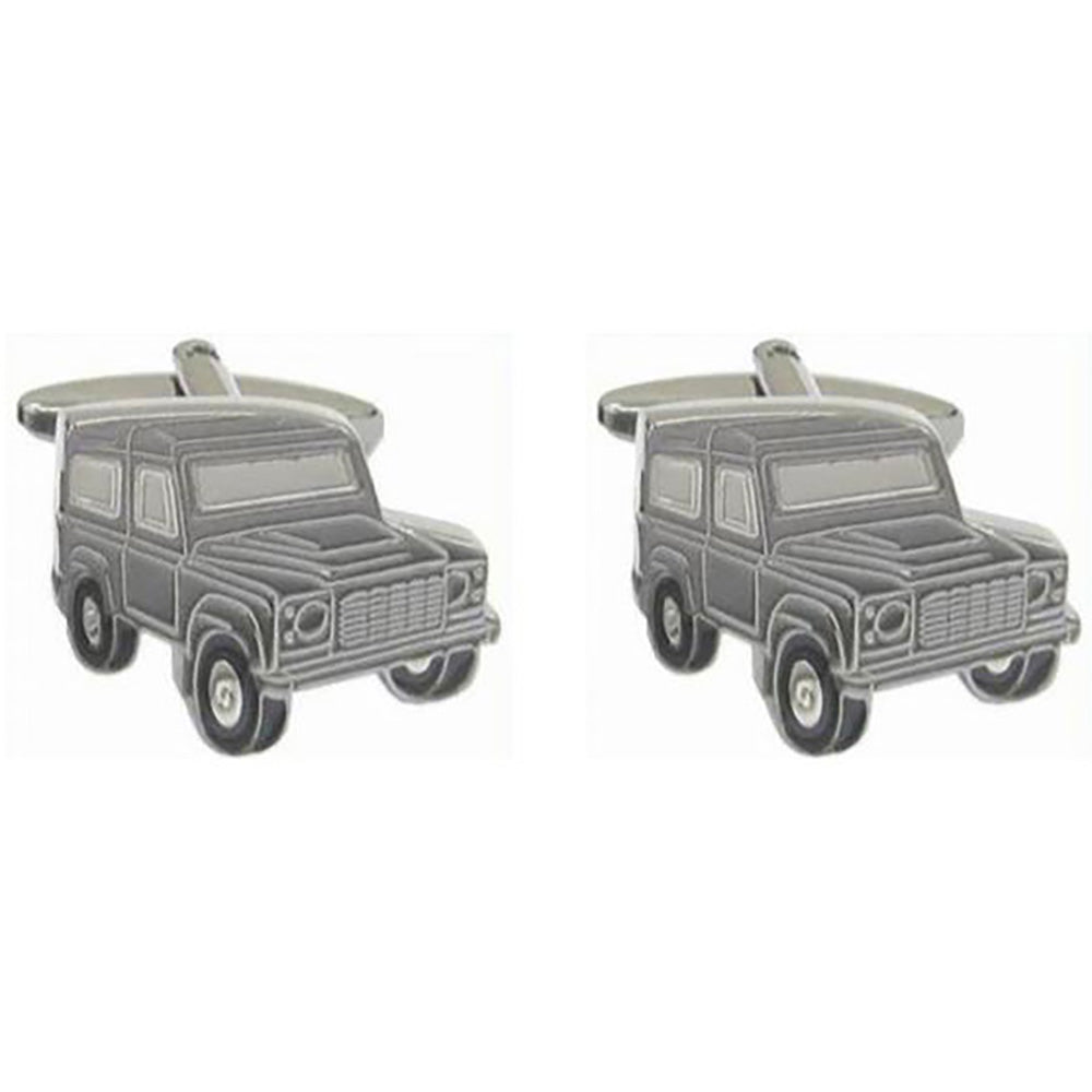 Cufflinks - Grey Landrover Defender Rhodium Plated Cufflinks