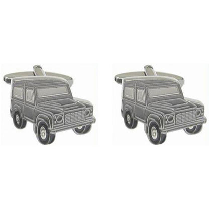 Cufflinks - Grey Landrover Defender Rhodium Plated Cufflinks