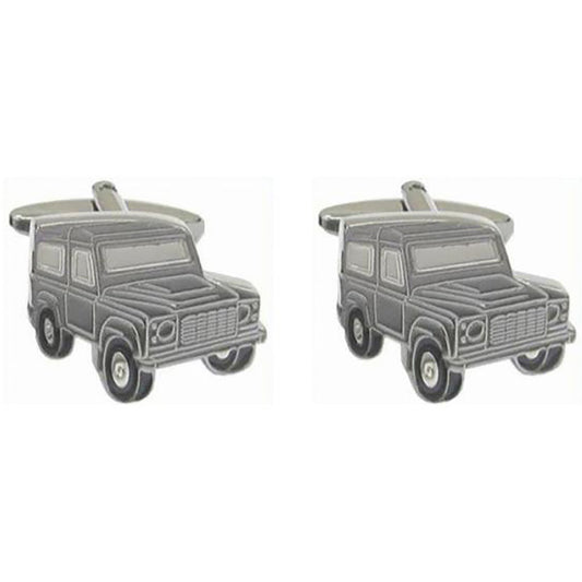Cufflinks - Grey Landrover Defender Rhodium Plated Cufflinks