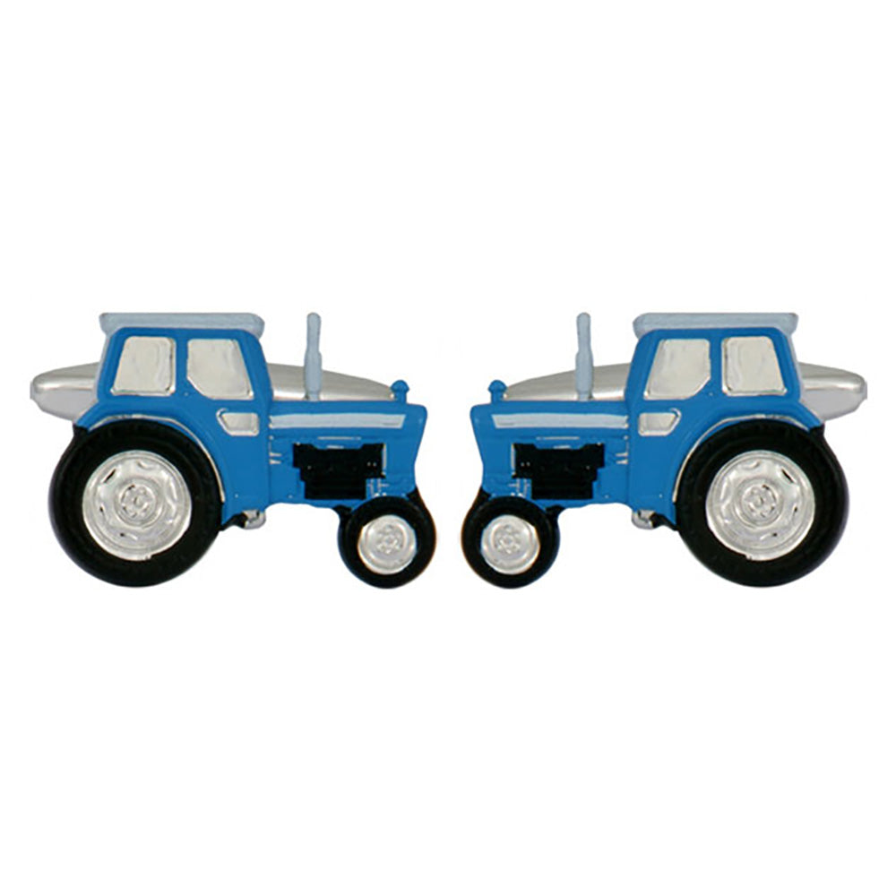 Cufflinks - Blue Tractor Rhodium Plated Cufflinks