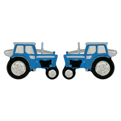 Cufflinks - Blue Tractor Rhodium Plated Cufflinks