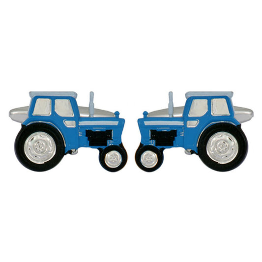 Cufflinks - Blue Tractor Rhodium Plated Cufflinks