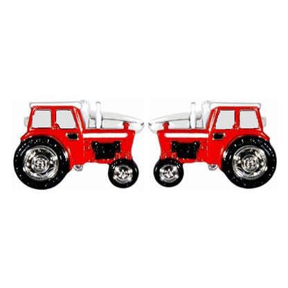 Cufflinks - Red Tractor Rhodium Plated