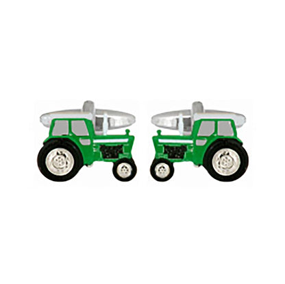 Cufflinks - Green Tractor Rhodium Plated
