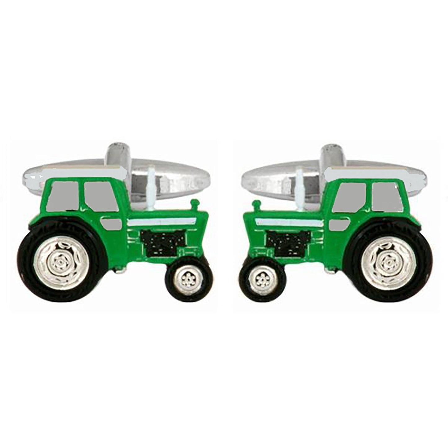 Cufflinks - Green Tractor Rhodium Plated
