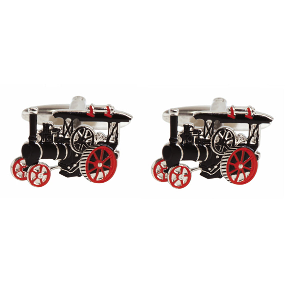 Cufflinks - Traction Engine Rhodium Plated Cufflinks