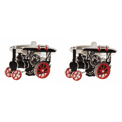 Cufflinks - Traction Engine Rhodium Plated Cufflinks