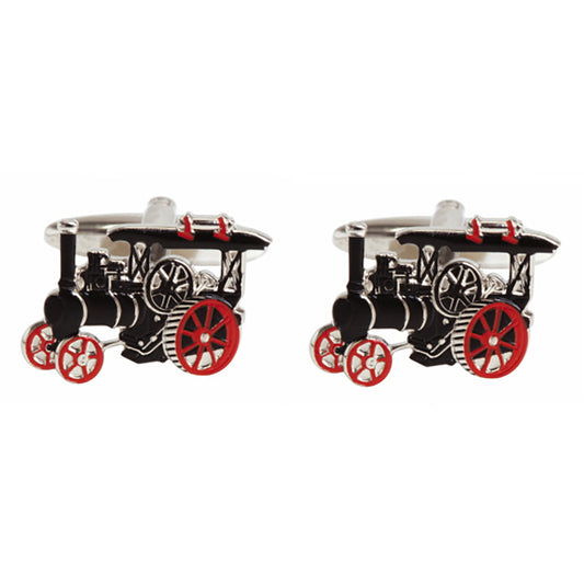 Cufflinks - Traction Engine Rhodium Plated Cufflinks