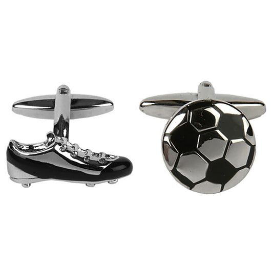 Cufflinks - Football & Boot Rhodium Plated Cufflinks