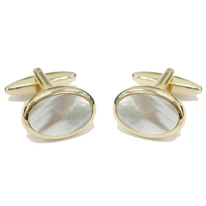 Cufflinks - Mother Of Pearl Oval Gold Plated Cufflinks