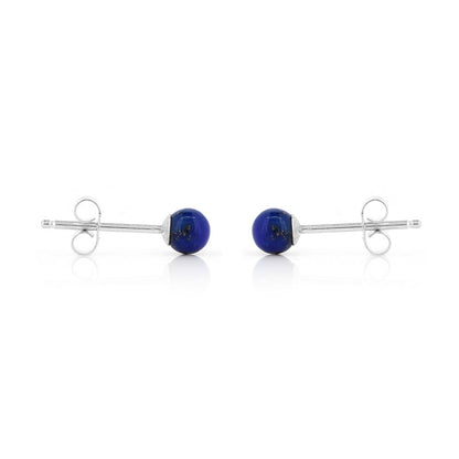 Alyssia Lapis Lazuli 4mm Stud Earrings - Sterling Silver Stud Earrings