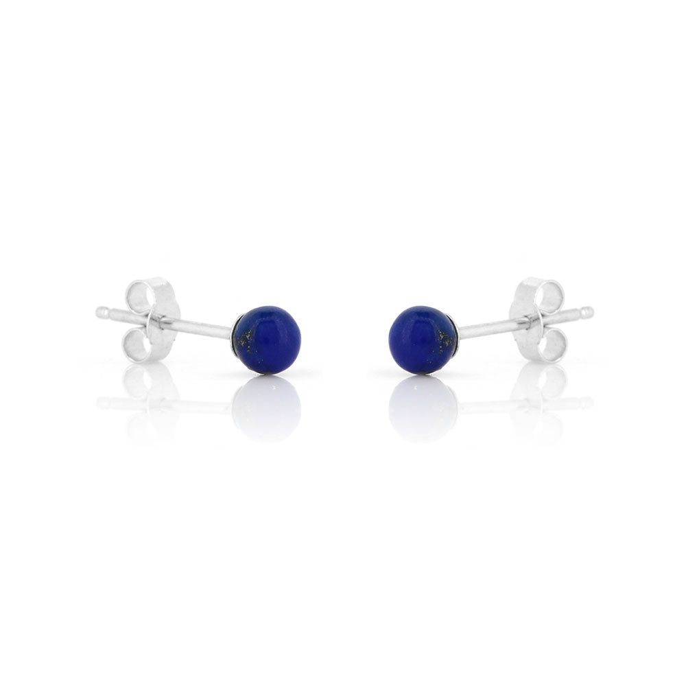 Alyssia Lapis Lazuli 4mm Stud Earrings - Sterling Silver Stud Earrings
