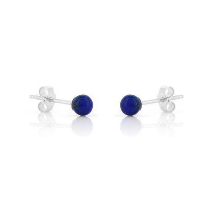 Alyssia Lapis Lazuli 4mm Stud Earrings - Sterling Silver Stud Earrings