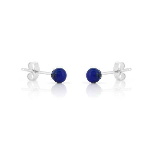 Alyssia Lapis Lazuli 4mm Stud Earrings - Sterling Silver Stud Earrings