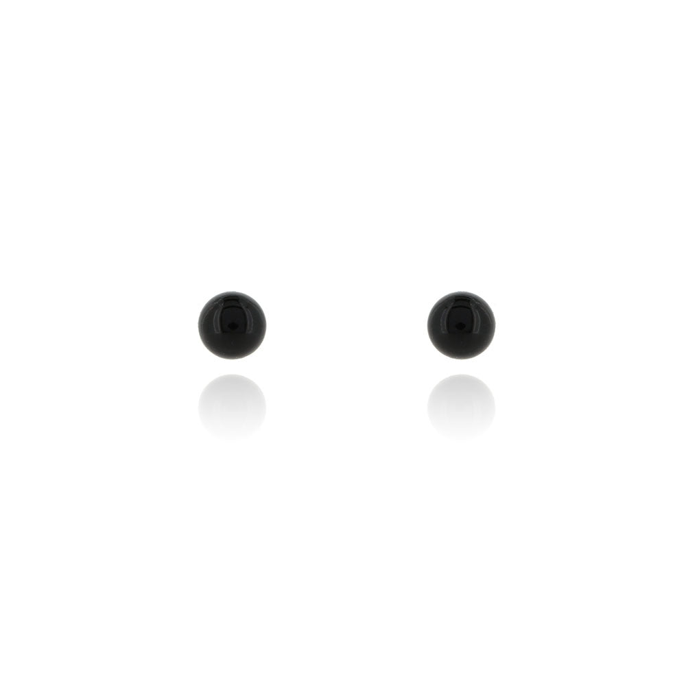 Alyssia Onyx 4mm Stud Earrings - Sterling Silver Stud Earrings