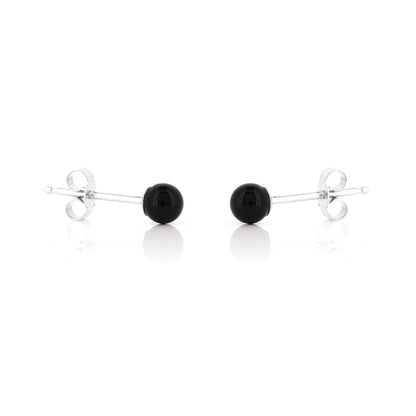 Alyssia Onyx 4mm Stud Earrings - Sterling Silver Stud Earrings