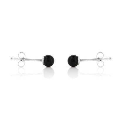 Alyssia Onyx 4mm Stud Earrings - Sterling Silver