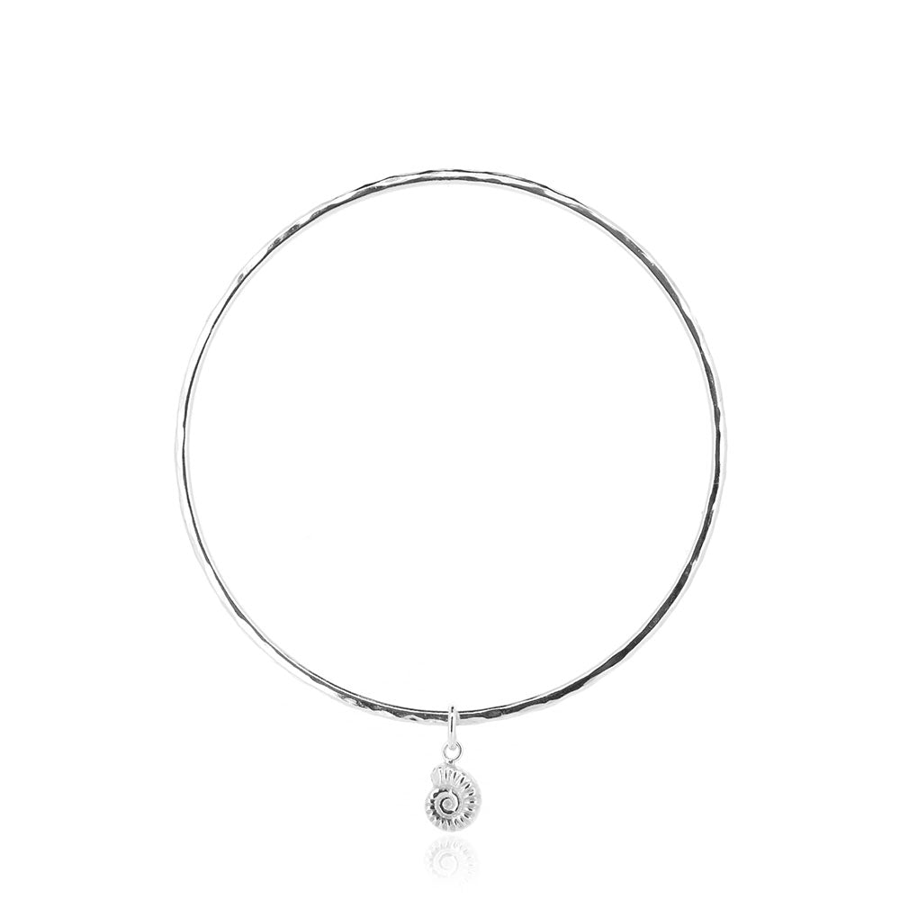 Ammonite Charm Bangle - Sterling Silver Bangles
